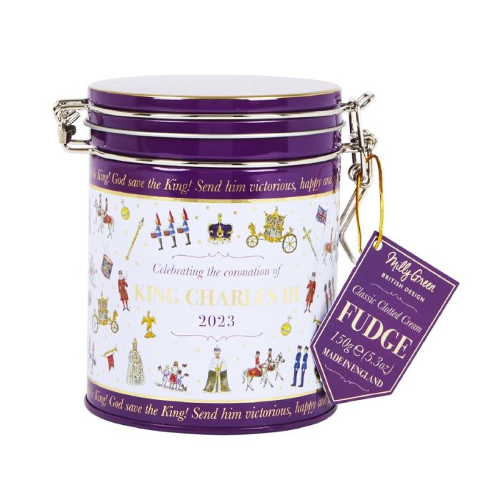 King Charles III Coronation Commemorative Fudge Clamp Tin