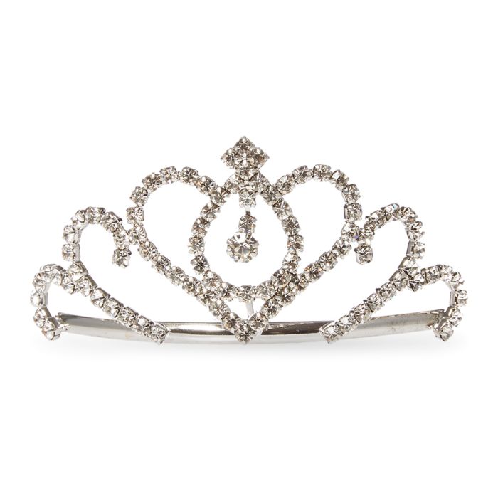 Silver tiara hair comb with crystals